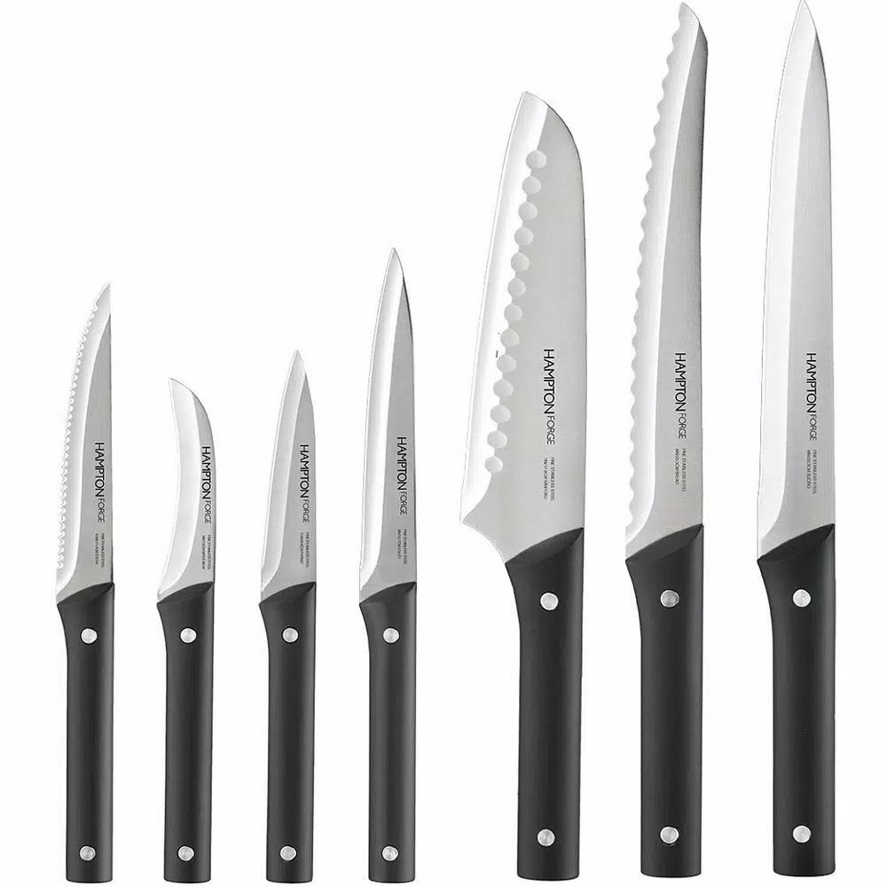 Hampton Forge 13-Piece Kitchen Knife Set with Stainless Steel Blades and Wood Block