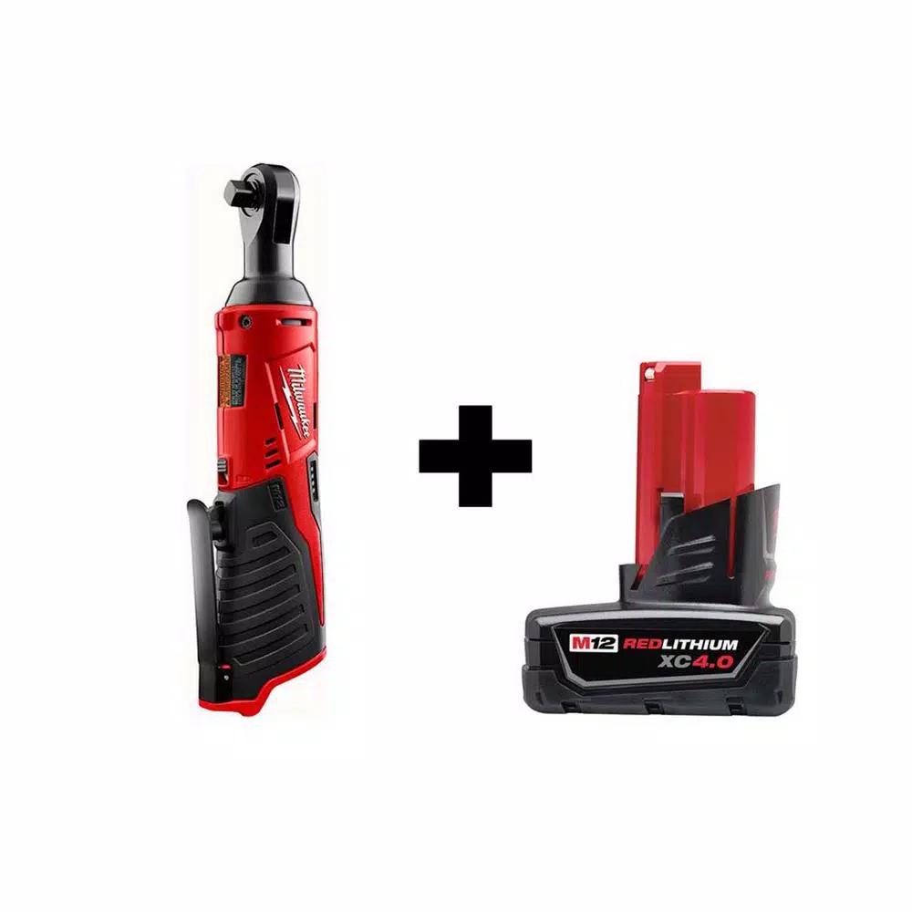 Milwaukee M12 3/8 in. Cordless Ratchet with 4.0 Ah Lithium-Ion Battery