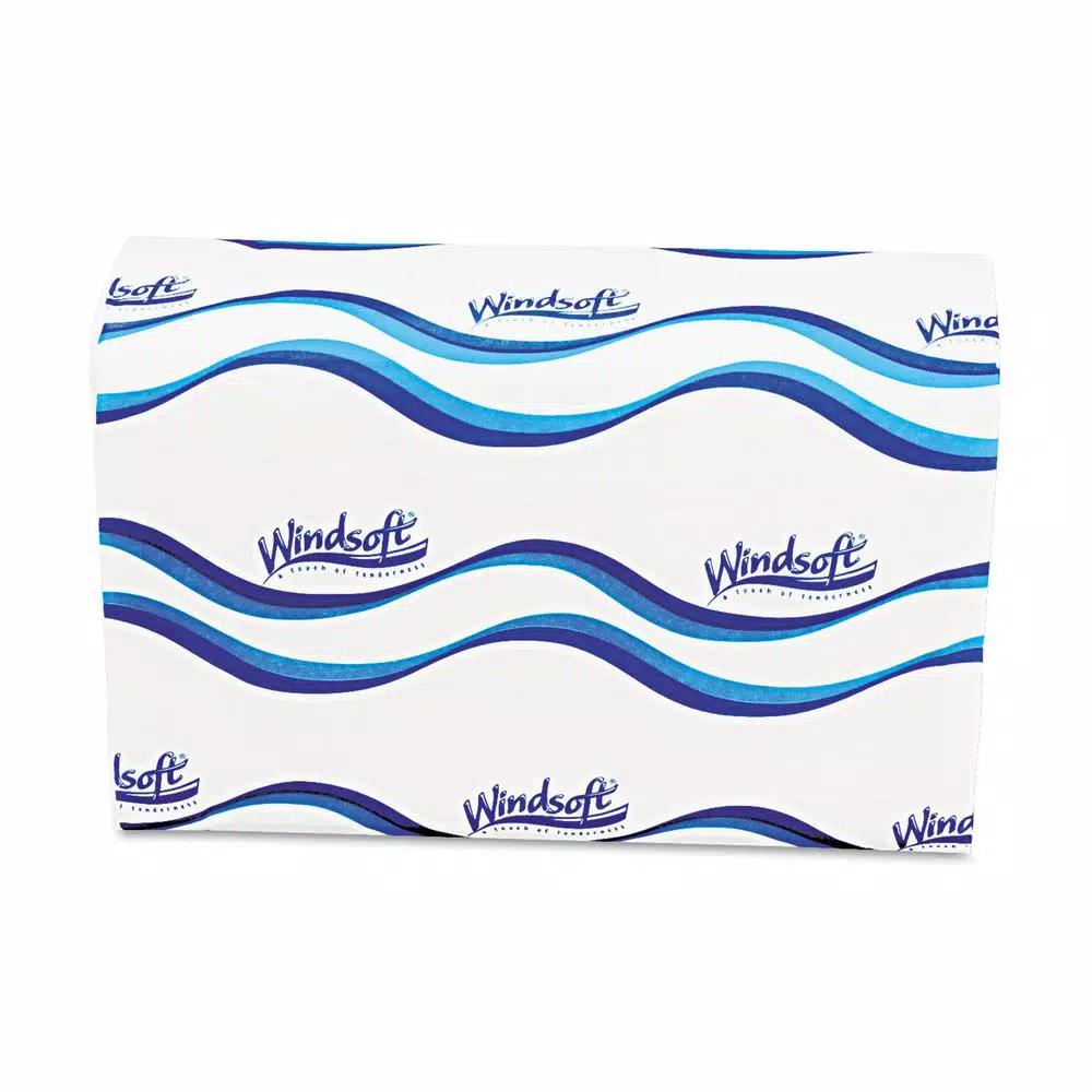 Windsoft Multi-Fold White 1-Ply Paper Towels, 9.4 x 9.25 in, 250 Sheets per Pack, 16 Packs per Carton