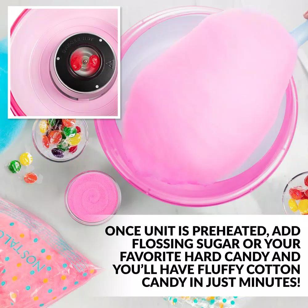 Nostalgia Vintage Pink Cotton Candy Maker with 2 Reusable Cones