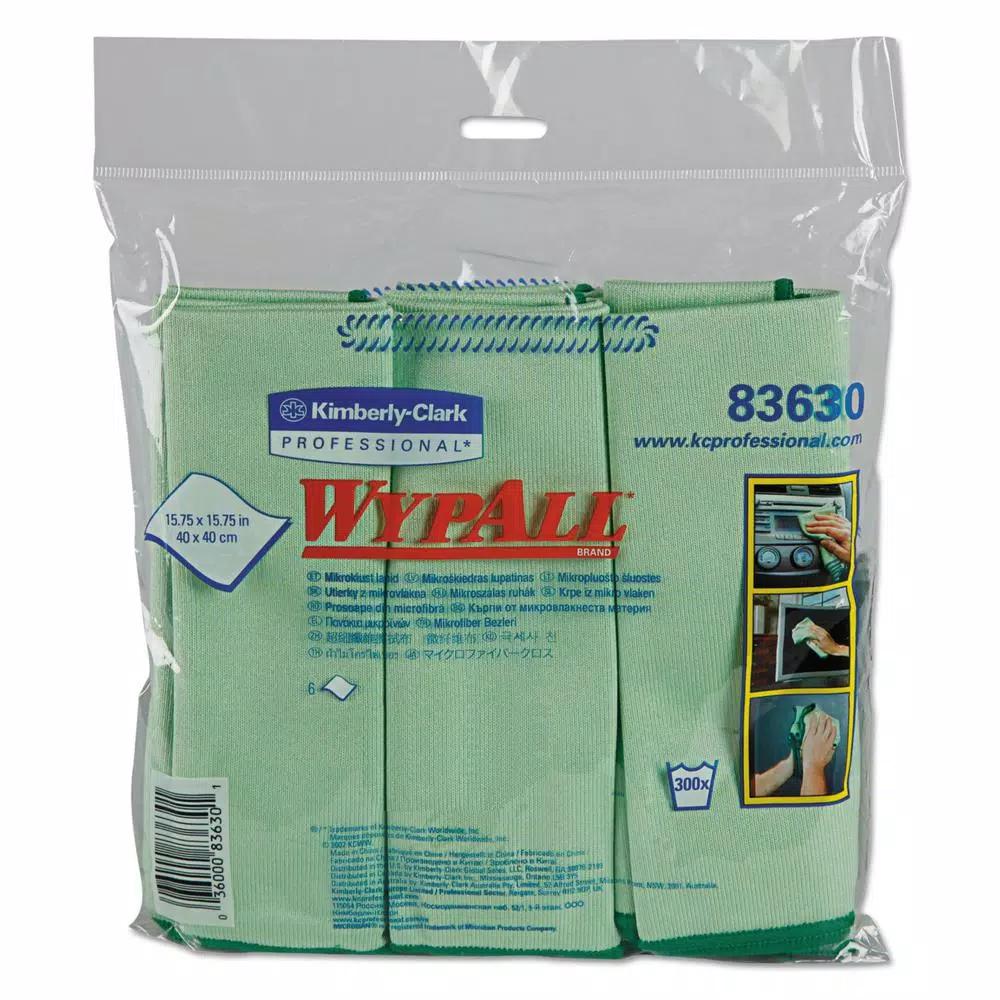 Wypall Microfiber Cleaning Cloths, Reusable & Absorbent, Green, 15.75 x 15.75 in, 24 Count
