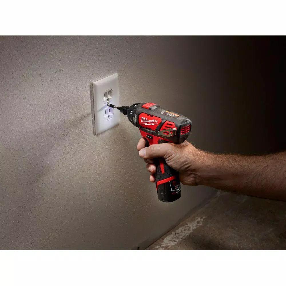 Milwaukee M12 12V Lithium-Ion Cordless 1/4 in. Hex Screwdriver Kit with 45-Piece SHOCKWAVE Bit Set