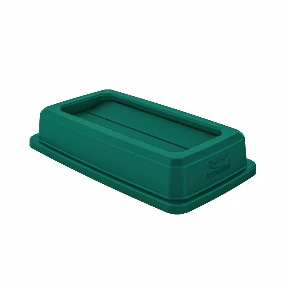 Suncast Commercial 23 Gallon Slim Trash Can Replacement Lid with Double Flip Top - Green