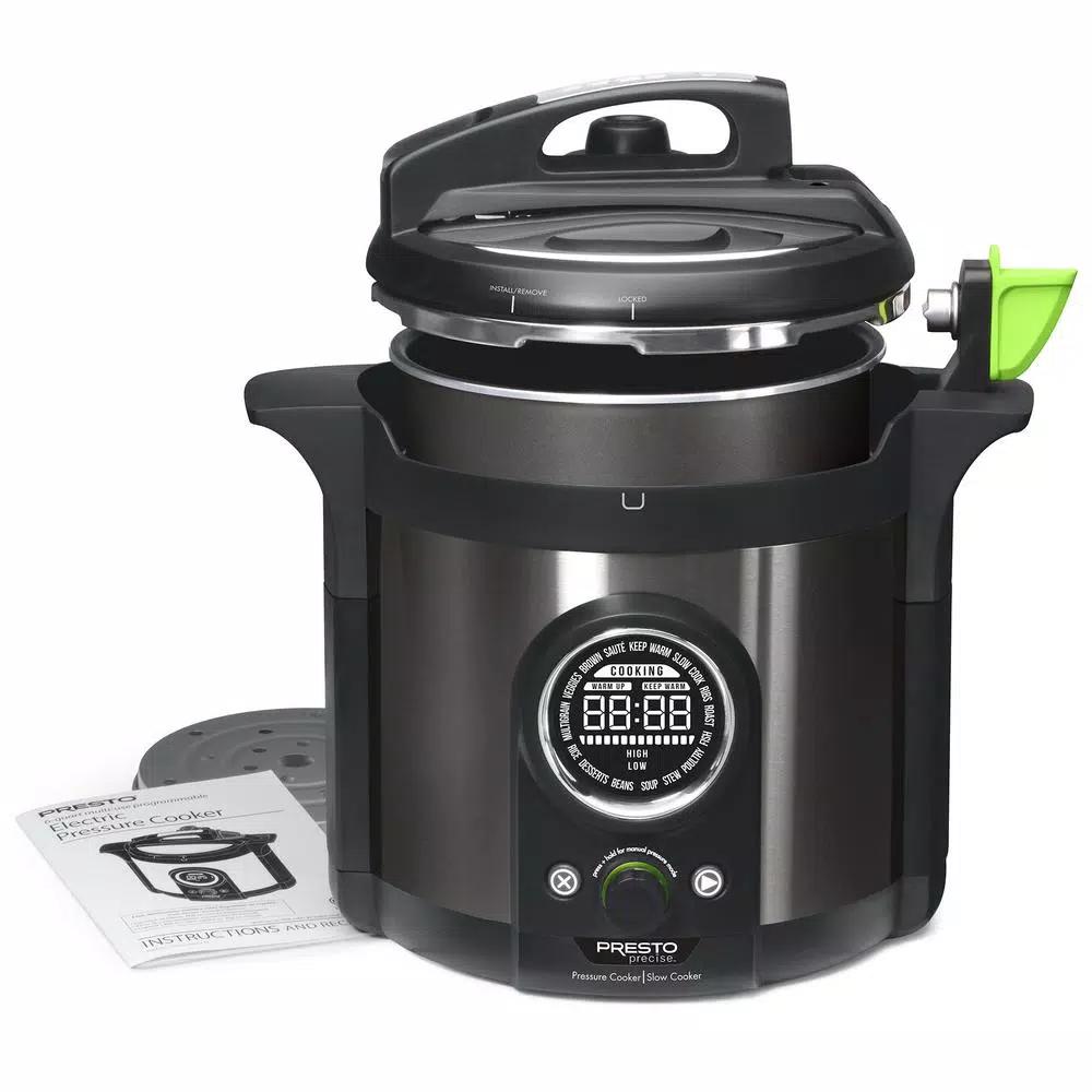 Presto Precise Plus 6 Qt. Black Stainless Steel Electric Pressure Cooker with 19 Programmed Settings