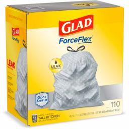 Glad ForceFlex 13 Gallon Tall Kitchen Drawstring Trash Bags, OdorShield, 110 Count thumbnail 8