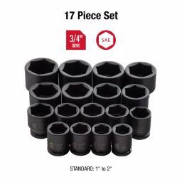 SUNEX TOOLS Sunex 4683 3/4 in. Drive Heavy-Duty SAE Impact Socket Set, 17-Piece thumbnail 2