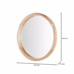 Home Decorators Collection Round Natural Wood Accent Mirror, Brown, 24 in. thumbnail 2