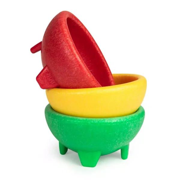 Taco Tuesday 3-Piece Plastic Salsa Bowl Set - 8 fl. oz. Assorted Colors