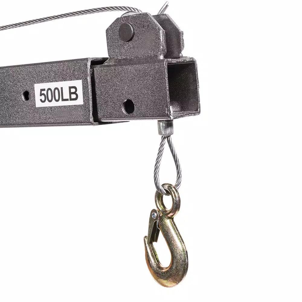 Stark 1100 lbs. Capacity Pickup Truck Hitch Mounted Crane with Hydraulic Lift and Hand Winch