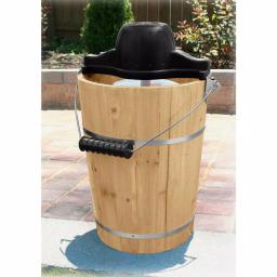 AmeriHome 6 Qt. Old Fashioned Ice Cream Maker with Pine Tub, Ice Crusher, and Mixing Paddle thumbnail 2
