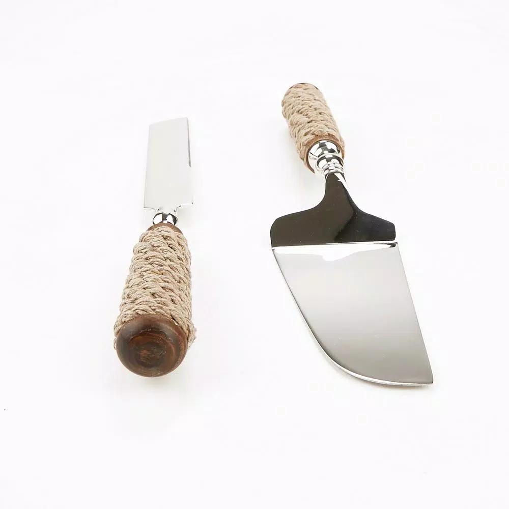 Mind Reader 2-Piece Roped Handle Dessert Tool Set, 18/10 Stainless Steel Cake Knife and Server