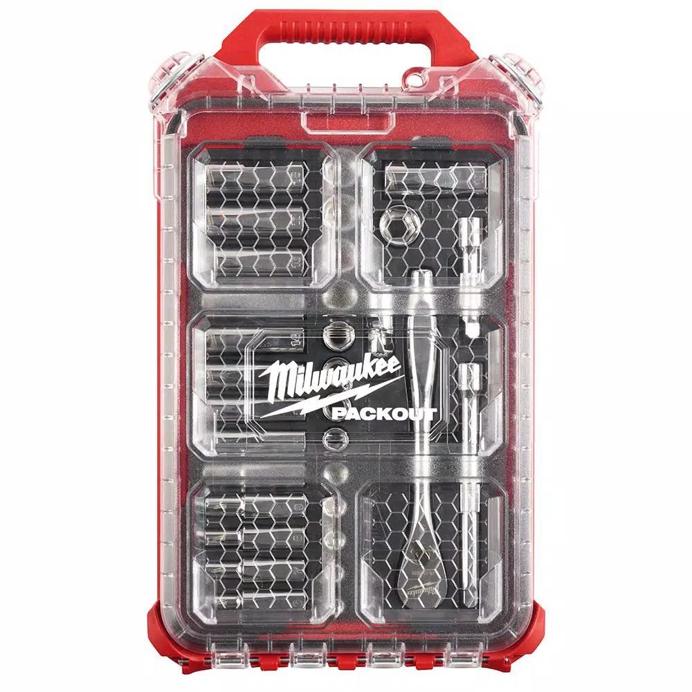 Milwaukee 3/8 in. Drive Metric Ratchet and Socket Set with PACKOUT Compact Organizer, 32-Piece