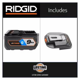 RIDGID 18V OCTANE 9.0 Ah Bluetooth Lithium-Ion Battery & USB Portable Power Source Combo Kit thumbnail 2