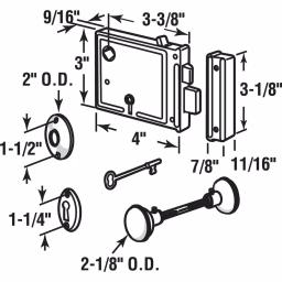 Prime-Line Horizontal Bit Key Lock Set with Brass Plated Knobs, Black Housing, 3-3/8 in. Backset thumbnail 2