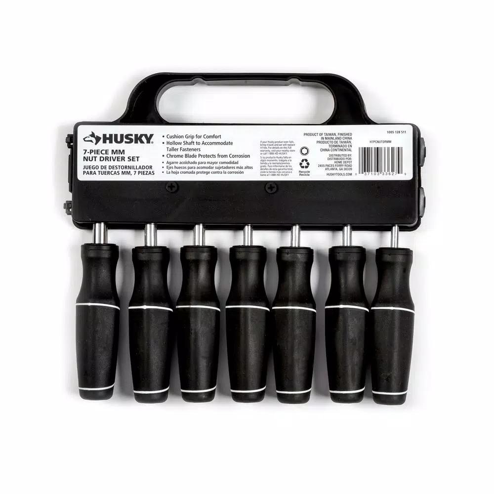 Husky 7-Piece Metric Nut Driver Set with Ergonomic Cushion Grip