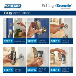 Schlage Encode Smart Wi-Fi Deadbolt with Camelot Handleset and Georgian Knob, Matte Black thumbnail 5