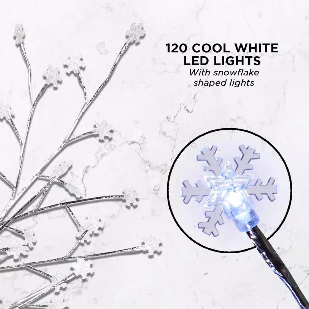 Alpine Corporation 58 in. Frosty Christmas Snowflake Tree with 120 Cool White LED Lights