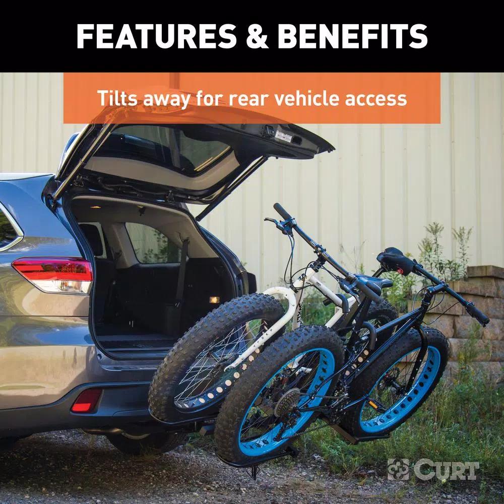 CURT 2-Bike Tray-Style Hitch-Mounted Bike Rack, 1-1/4" or 2" Receiver
