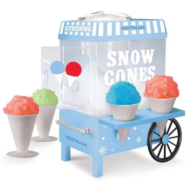Nostalgia Vintage 160 oz. Snow Cone Maker in Blue with Reusable Cones and Ice Scoop