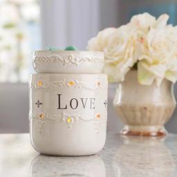Candle Warmers Etc 8.8 in. Live, Laugh, Love Ivory Reactive Glazed Fragrance Warmer thumbnail 3