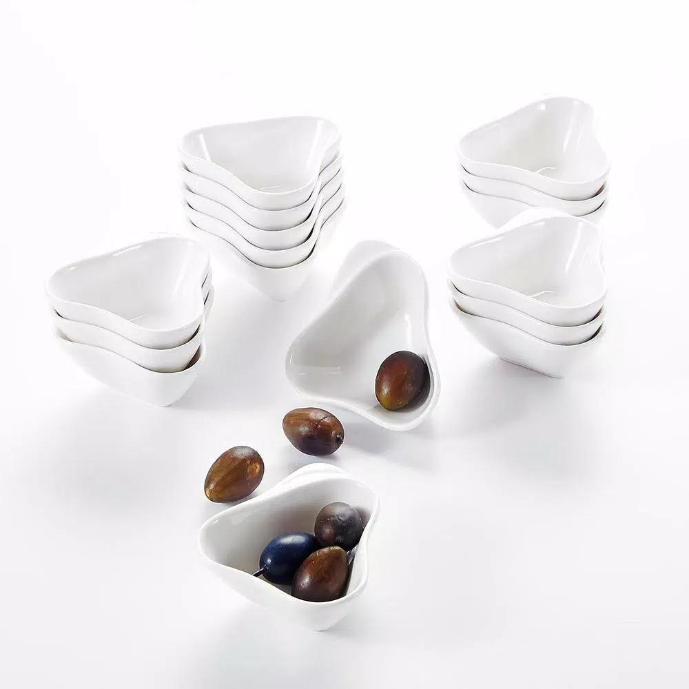 MALACASA 3 in. White Porcelain Ramekins Set of 16, Ceramic Souffle Dishes and Serving Bowls