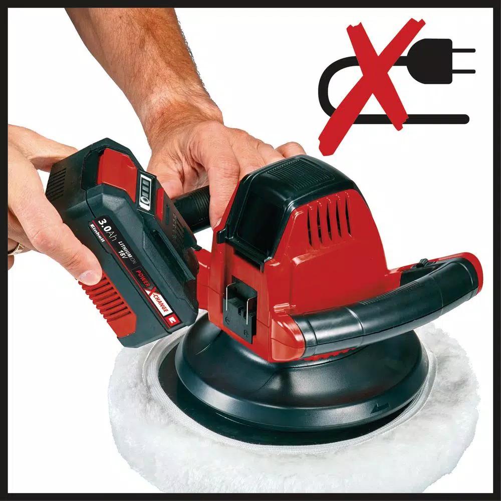Einhell PXC 18V Cordless 10 in. Random Orbit Rotary Polisher Kit with 3.0 Ah Battery and Fast Charger