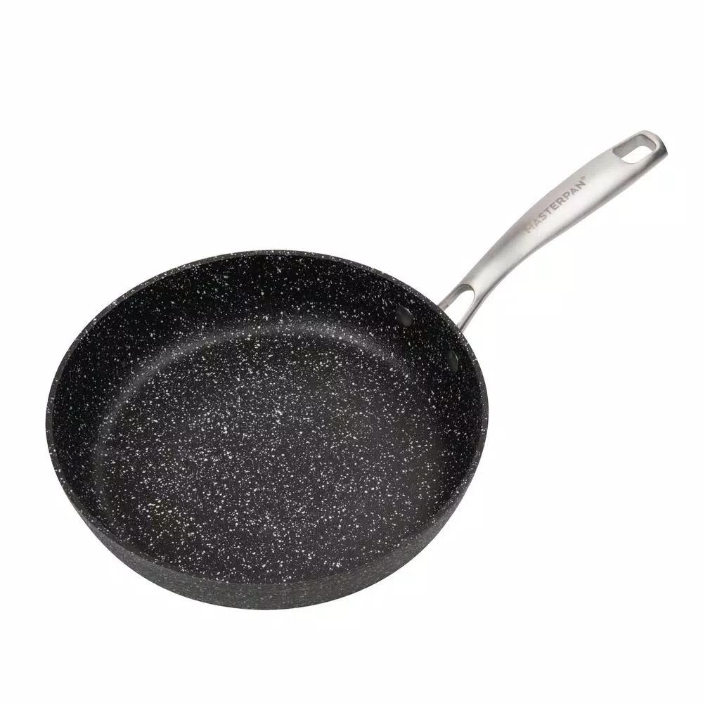 MasterPan Granite Ultra 11 in. Cast Aluminum Nonstick Ceramic Frying Pan, Black Marble