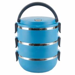 Unbranded 3-Tier Leak-Proof Stainless Steel and Plastic Lunch Box with Pop-Up Handle thumbnail 2