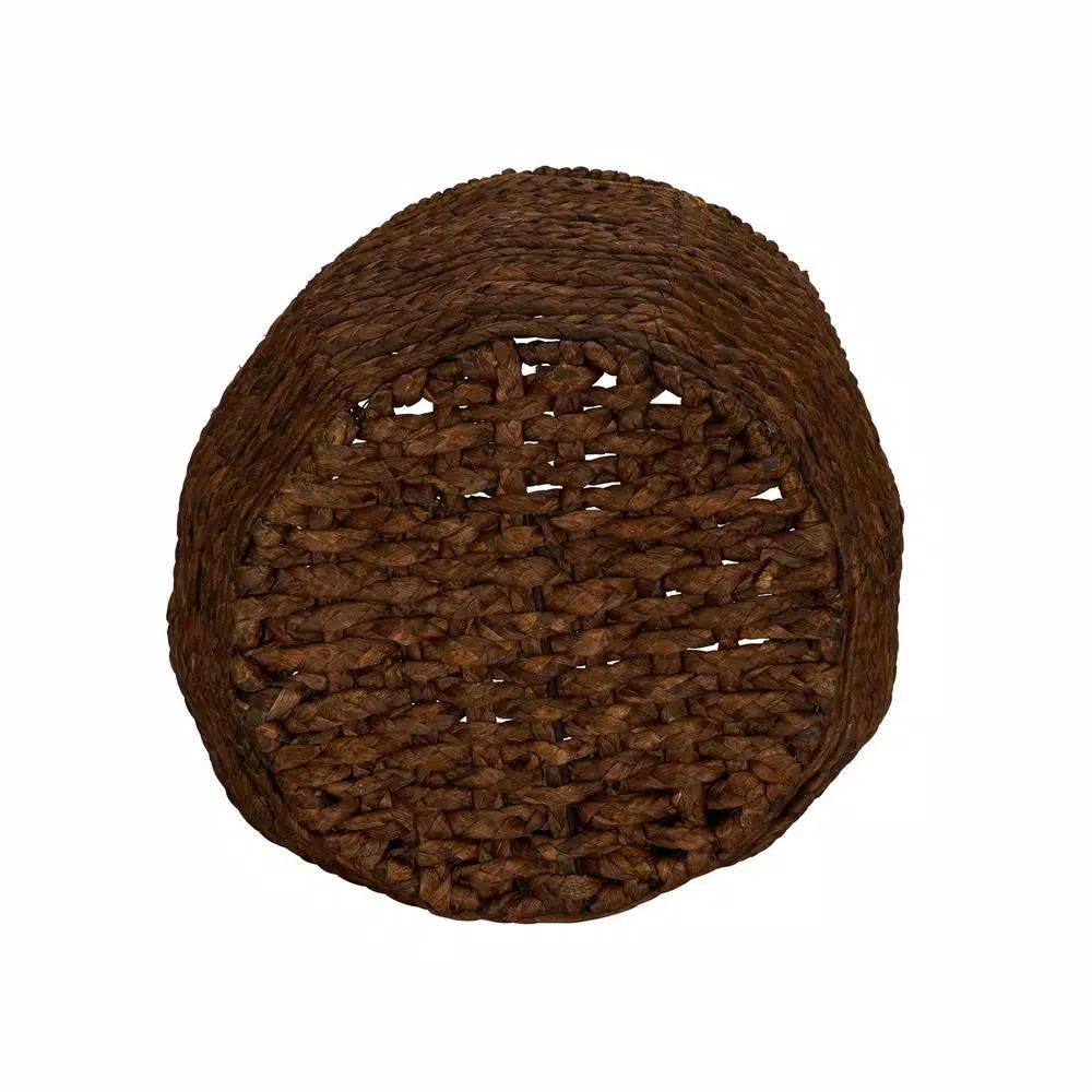Household Essentials Wicker Water Hyacinth Rimmed Basket Set of 2, Rustic Decorative Storage Baskets and Planters