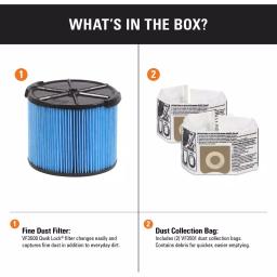 RIDGID VF3511 Filter Kit with VF3500 Fine Dust Filter and (2) VF3501 Dust Bags for 3 to 4.5 Gal. Wet/Dry Vacuums thumbnail 2