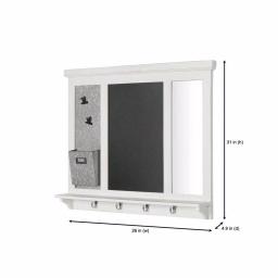Home Decorators Collection White Wood Multi-Function Wall Organizer with Chalkboard and Hooks thumbnail 2