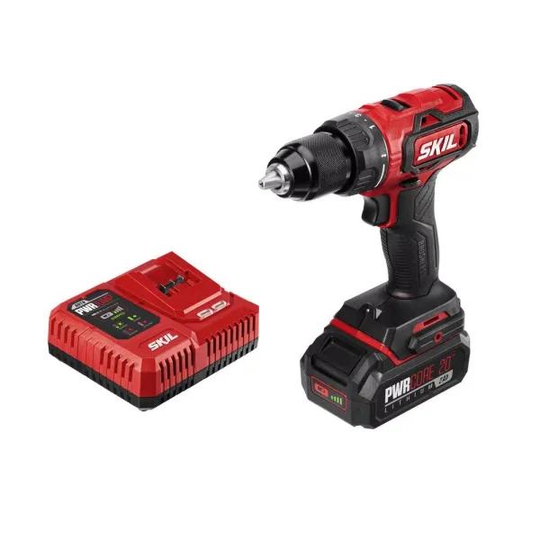 Skil PWRCore 20V Brushless 1/2 in. Cordless Drill Driver Kit with 2.0Ah Battery and PWRJump Charger