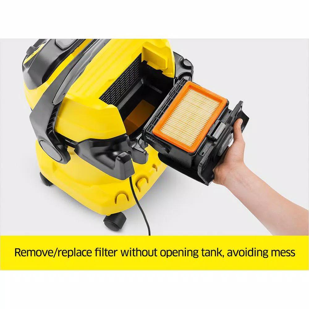 Karcher WD5/P 6.6 Gallon Wet/Dry Vacuum with 1800W Motor and Tact Filter Cleaning