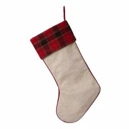 Glitzhome 21 in. Dachshund Fabric Christmas Stocking - White with Red Trim thumbnail 6