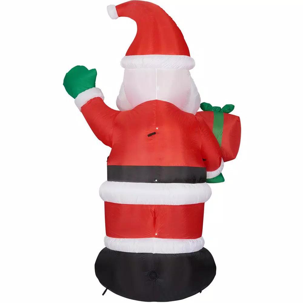 Fraser Hill Farm 10 ft. Santa Claus with Gift Bag Christmas Inflatable with White Lights