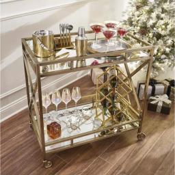DANYA B Sparkling Gold Iron 9-Bottle Wine Rack - Modern Tabletop Storage thumbnail 4
