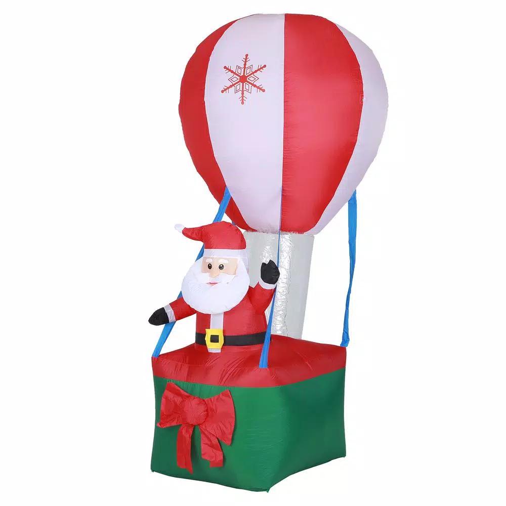 Luxen Home 9 ft. Santa in Hot Air Balloon Inflatable with LED Lights