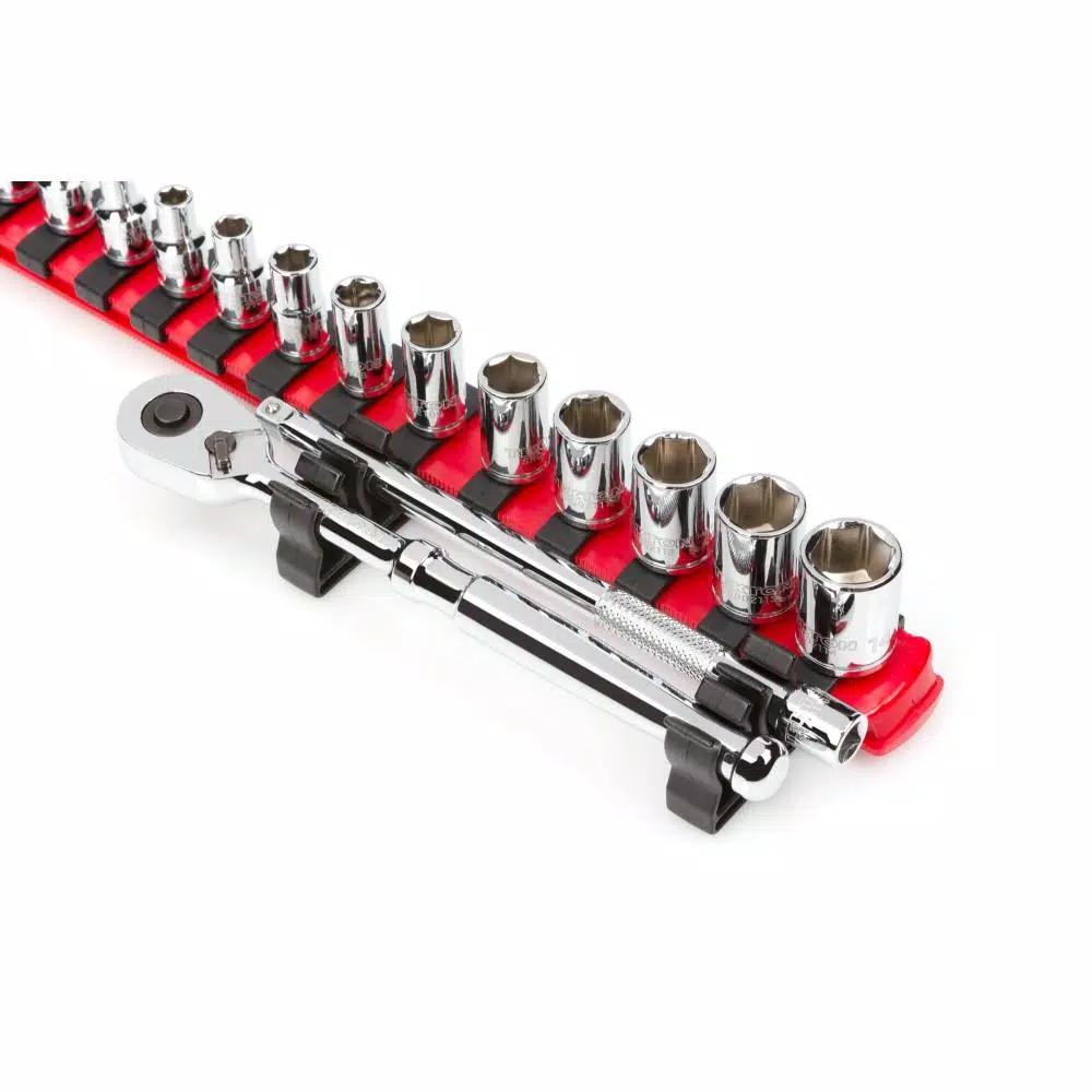 TEKTON 1/4 in. Drive Side Mount Ratchet and Extension Holder Set, 2-Piece