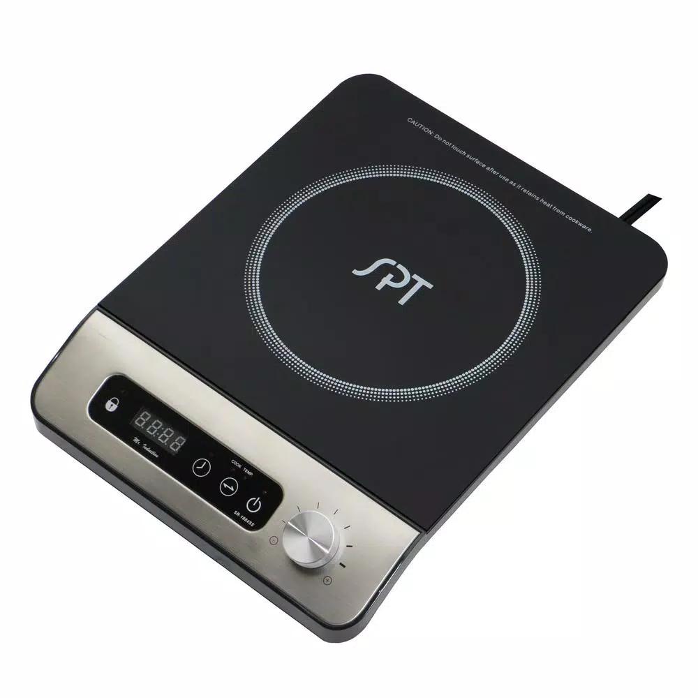 SPT 1650W 8 in. Single Burner Induction Cooktop with 3.5L Stainless Steel Pot and Glass Lid