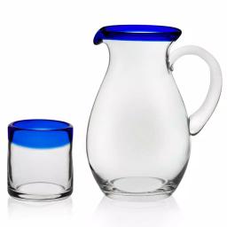 Libbey Sangria 5-Piece Glass Pitcher and Rocks Glass Set with Blue Accents thumbnail 3