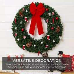 Best Choice Products 48 in. Pre-Lit LED Spruce Artificial Christmas Wreath with 200 Warm White Lights thumbnail 2