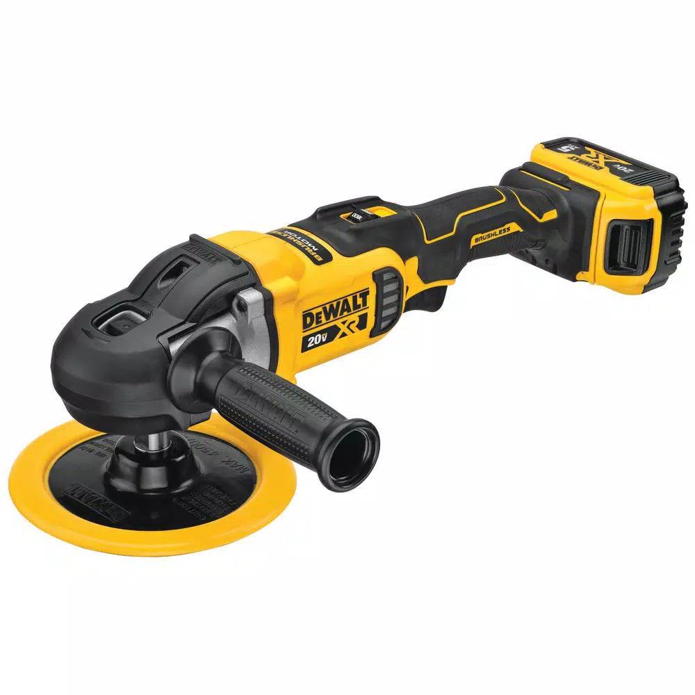 DEWALT 20V MAX XR Cordless Brushless 7 in. Variable Speed Rotary Polisher Kit with (2) 5.0 Ah Batteries & Charger