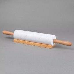 Creative Home Natural Marble Rolling Pin with Wooden Handles and Storage Cradle, 18 in. thumbnail 2