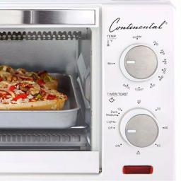 Continental Electric 1000W 4-Slice White Toaster Oven with 60-Minute Timer, Bake & Broil thumbnail 2