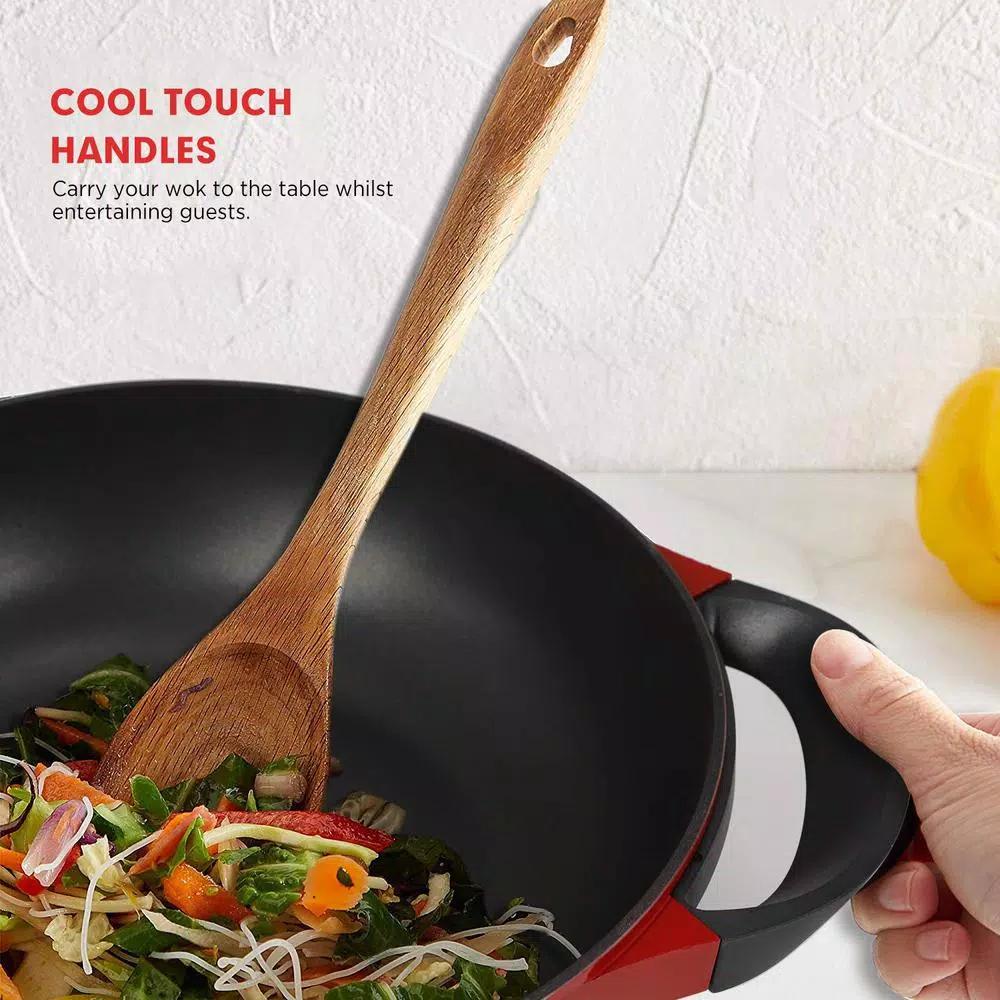 Boyel Living 1400W Professional Non-Stick Copper Electric Skillet, 13 in. Jumbo Capacity, Red
