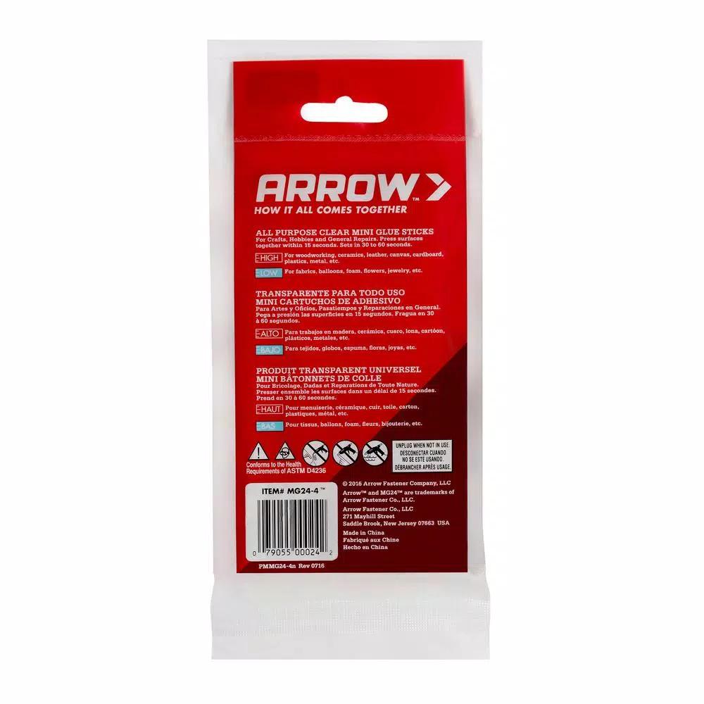 Arrow All-Purpose Clear Mini Hot Melt Glue Sticks, Dual Melt, 24-Pack