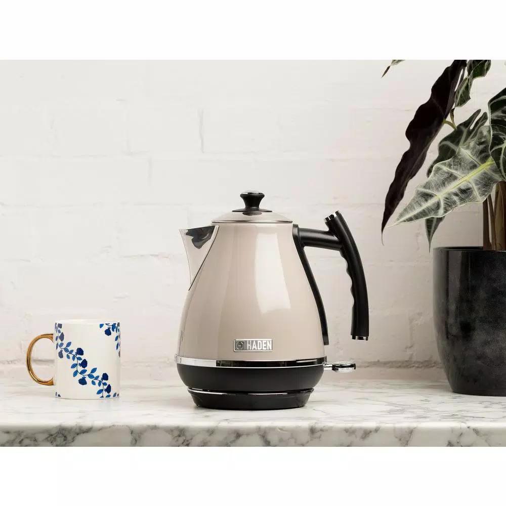 Haden Cotswold 1.7L 7-Cup Stainless Steel Electric Kettle with Auto Shut-Off, Putty Beige