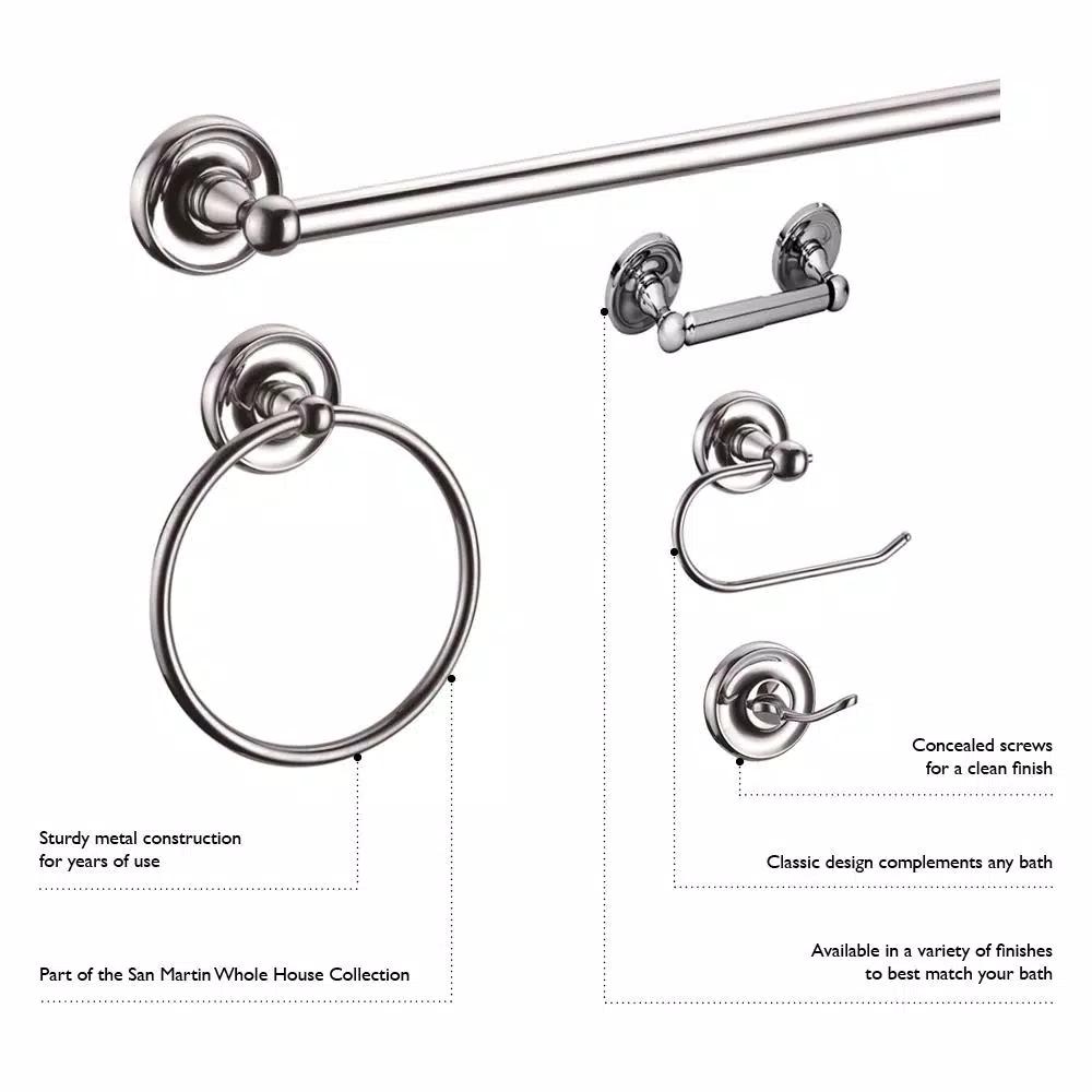 Design House San Martin 4-Piece Bathroom Hardware Accessory Kit, Satin Nickel