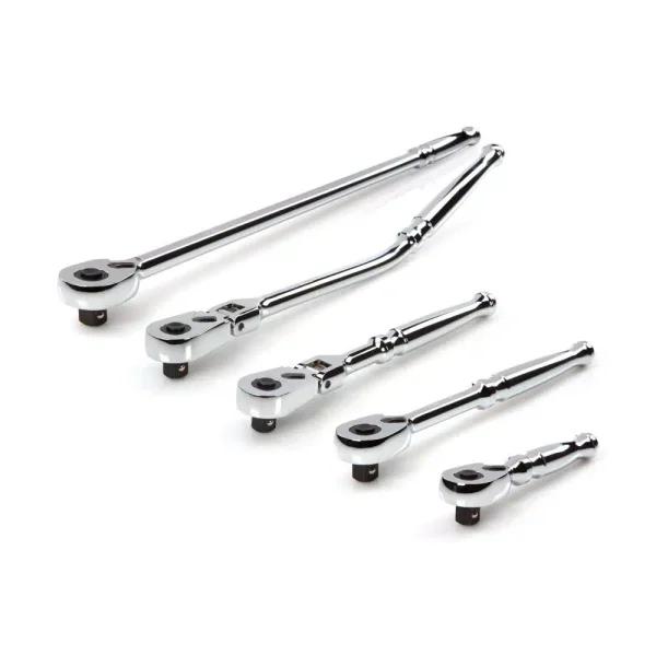 TEKTON 3/8 in. Drive Quick-Release Ratchet Set, 5-Piece, 90-Tooth Flex Head