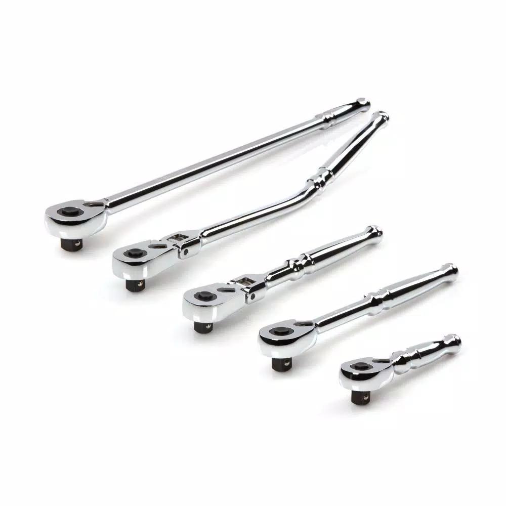 TEKTON 3/8 in. Drive Quick-Release Ratchet Set, 5-Piece, 90-Tooth Flex Head